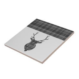 Stag Grått Tartan Mönster Kakelplatta