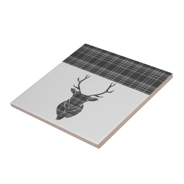 Stag Grått Tartan Mönster Kakelplatta (Sidan)
