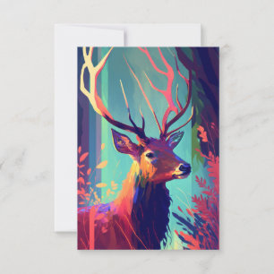 Stag Hjort Animal Porträtt Painting Wildlife Fores Tack Kort