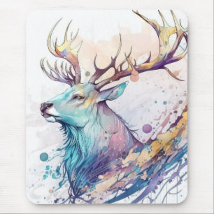 Stag Hjort Porträtt Animal Painting Wildlife Fores Musmatta