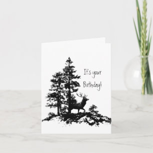 Stag Hjort Träd Forest Animal Masculine Birthday Kort