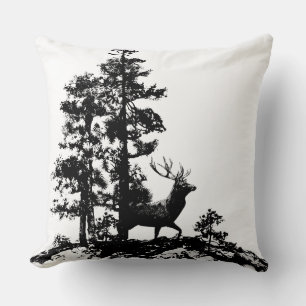 Stag Hjort Träd Forest Animal Silhouette Natature Kudde