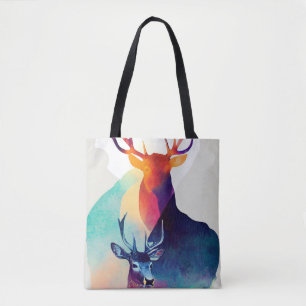 Stag Hjort Vild Art Målarfärg på animaliska Färger Tygkasse