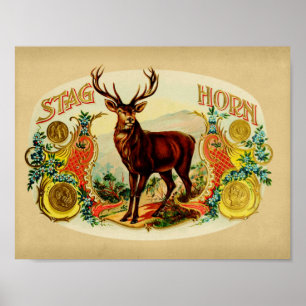 Stag Horn Vintage Cigar Box Poster