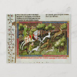 Stag Hunting, från Livre de la Chasse Vykort