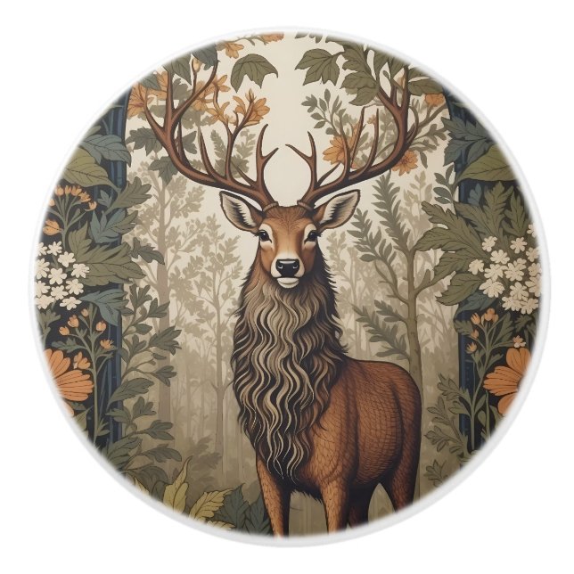 Stag i skogen William Morris Inspired Knopp (Framsidan)