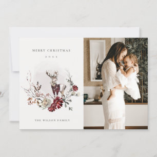 Stag Marsala Foliage Utandning Foder till God jul Julkort