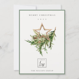 Stag Marsala Foliage Wandeine God jul Logotyp Julkort