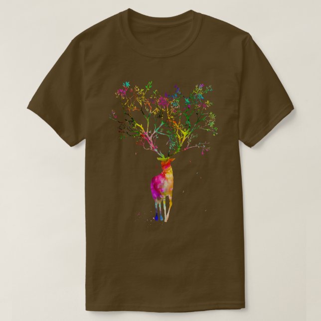 Stag med Träd Horns 2 T Shirt (Design framsida)