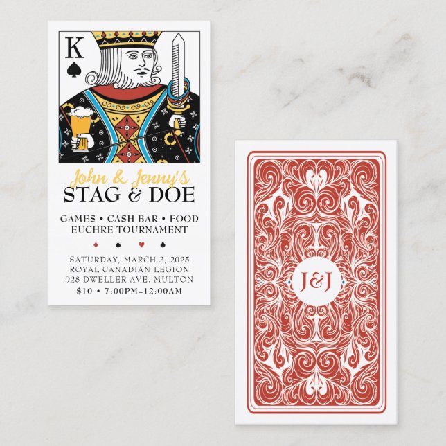 Stag och Doe Game Night Biljett Euchre Tournament (Fram/baksida)