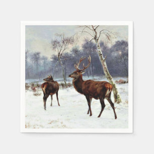 Stag och due i ett snöliggande pappersservett
