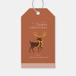 Stag Reindeer Personalized Christmas Gift Tag Presentetikett