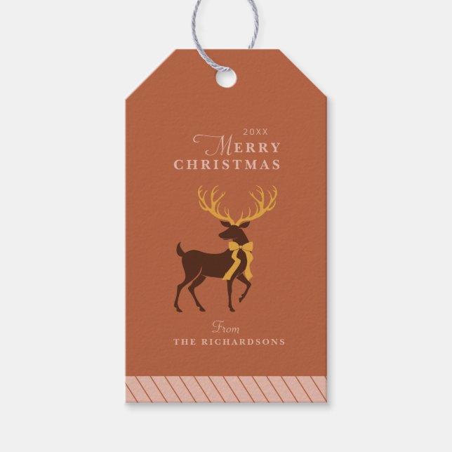 Stag Reindeer Personalized Christmas Gift Tag Presentetikett (Framsidan)