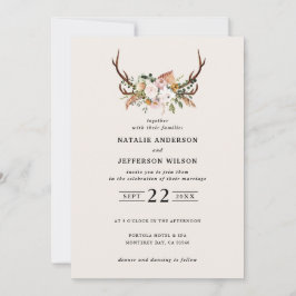 Stag  rosa blommigt rustik elegant modern inbjudningar