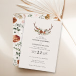 Stag-rost terracotta-blommigtens elegant, modern inbjudningar<br><div class="desc">Rustic blommigt och stag antlers bröllopsinbjudan. Med vacker rost,  teracotta,   rosa och grönt pampas gräsbeljeukalyptus vattenfärgdetaljer. Den här moderna bröllopsinbjudan kommer säkert att sätta stil för din stora dag.</div>