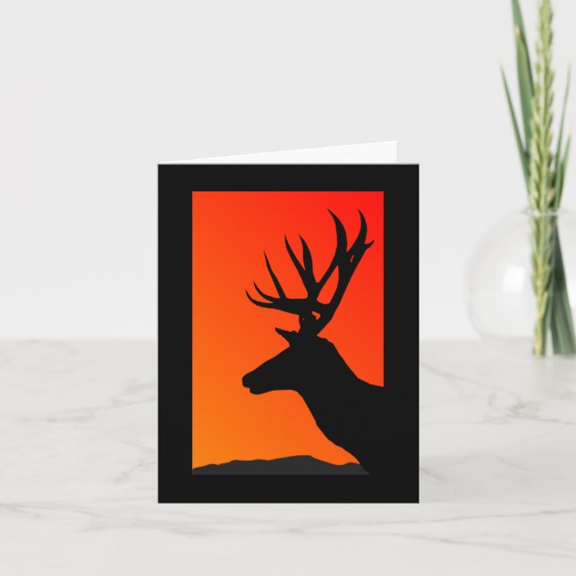Stag Silhouette-anteckningskort Helgkort (Framsida)