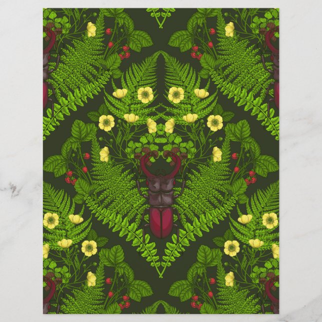 Stag-skal och ängar, grönt löv (Framsida)