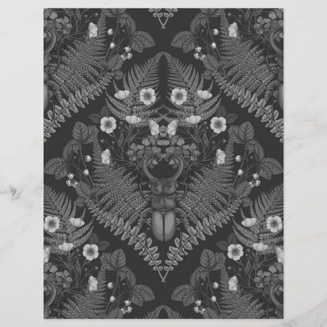 Stag-skalbaggar och fernrar, i svartvitt (Framsida)