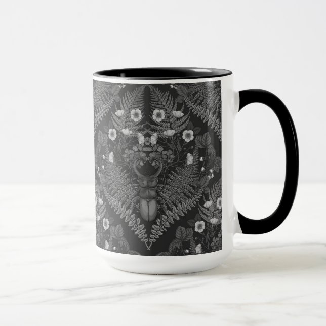 Stag-skalbaggar och fernrar, i svartvitt mugg (Höger)