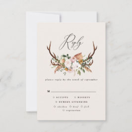 Stag terracotta pink floral rustic elegant wedding OSA kort