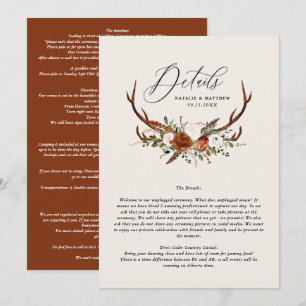 Stag terracotta rust blommigt elegant bröllop budg spara datumet