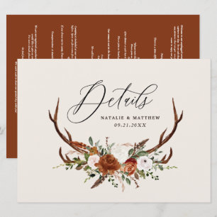 Stag terracotta rust blommigt elegant bröllop budg spara datumet