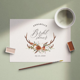 Stag terrakotta roströd blomster elegant bröllopsd vykort