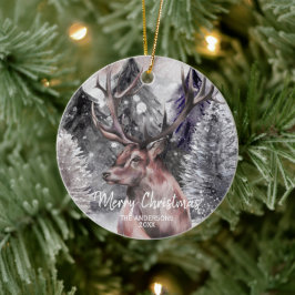 Stag Watercolor-Hjort i julklapp Julgransprydnad Keramik