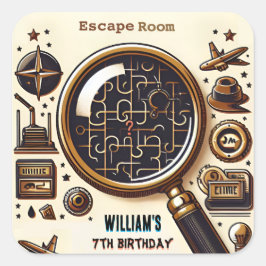 Stage Clue Spy Escape Room 7:e Birthday-inbjudan Fyrkantigt Klistermärke