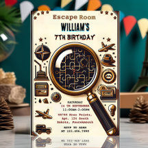 Stage Clue Spy Escape Room 7:e Birthday-inbjudan
