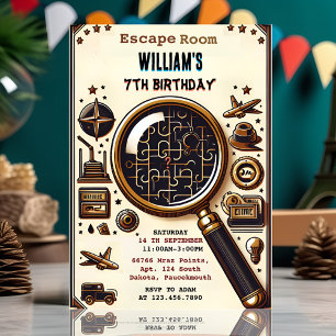 Stage Clue Spy Escape Room 7:e Birthday-inbjudan Inbjudningar