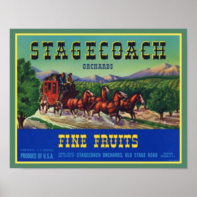 Stagecoach Fine Fruits 1940 Poster (Framsidan)