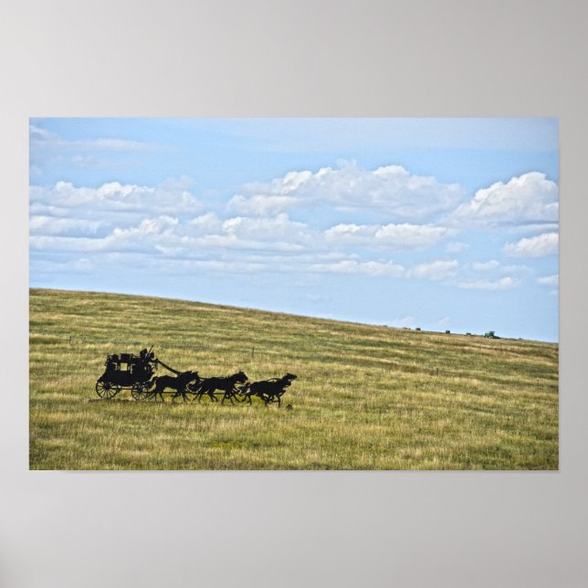 Stagecoach Silhouette Sculpture, South Dakota Poster (Framsidan)
