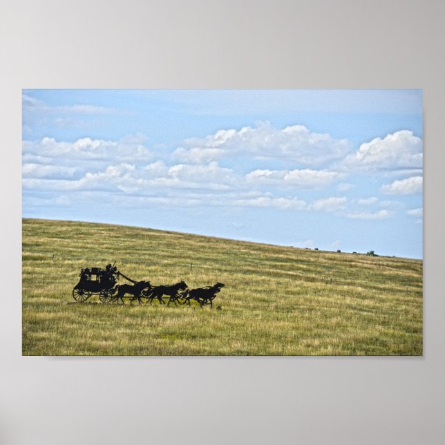 Stagecoach Silhouette Sculpture, South Dakota Poster (Framsidan)
