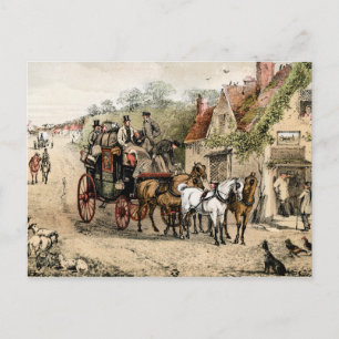 Stagecoach utanför en tränar vykort