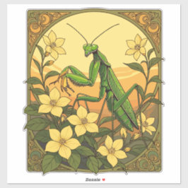 Stagmomantis och Gult Jasmine Flowers Klistermärken