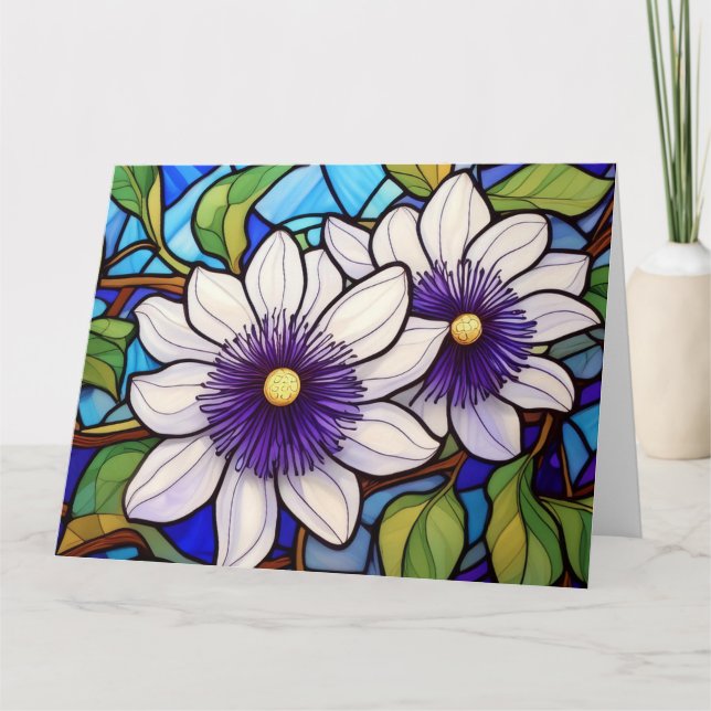 Stain glass art lilikoi passionfrukt kort (Framsida)
