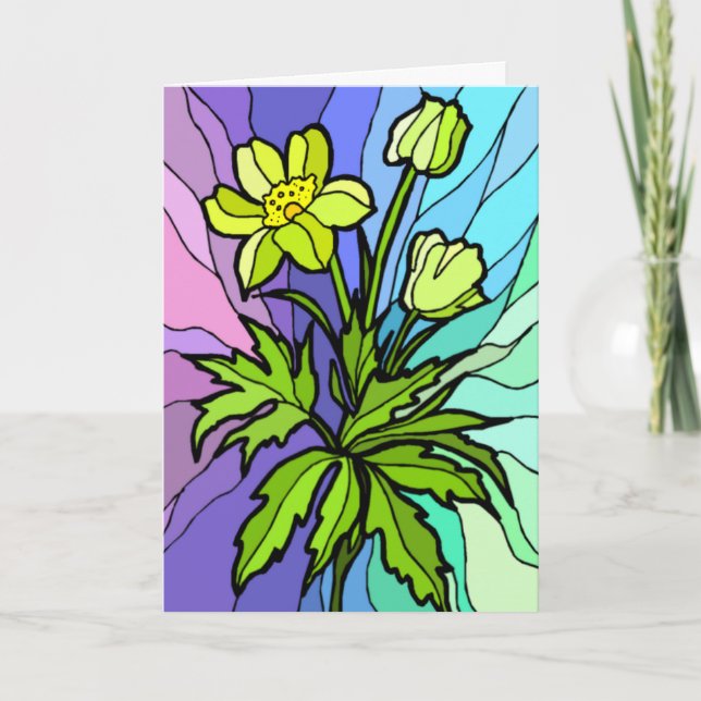 Stain Glass Daisy Card Kort (Framsida)
