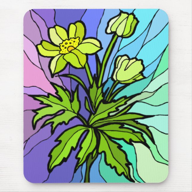 Stain Glass Daisy Mousepad Musmatta (Framsidan)