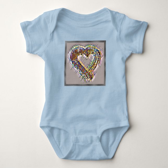 Stain Glass Hearts Baby Bodykostym T Shirt (Framsida)