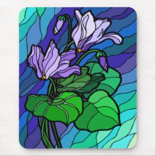 Stain Glass Lila Flower Mousepad Musmatta