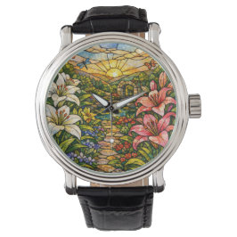 Stain Glass Lilies and Sunshine Armbandsur