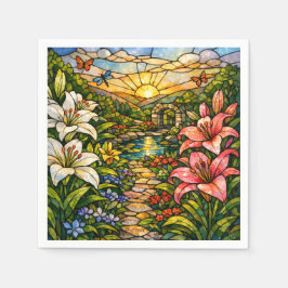 Stain Glass Lilies and Sunshine Pappersservett