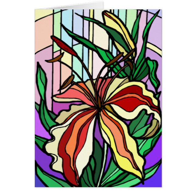 Stain Glass Lily Card Hälsningskort (Framsidan)