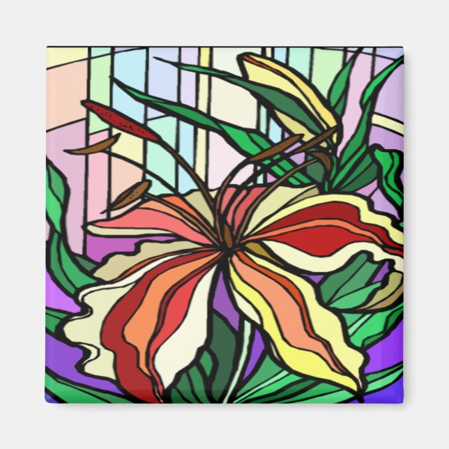 Stain Glass Lily Magnet (Framsidan)