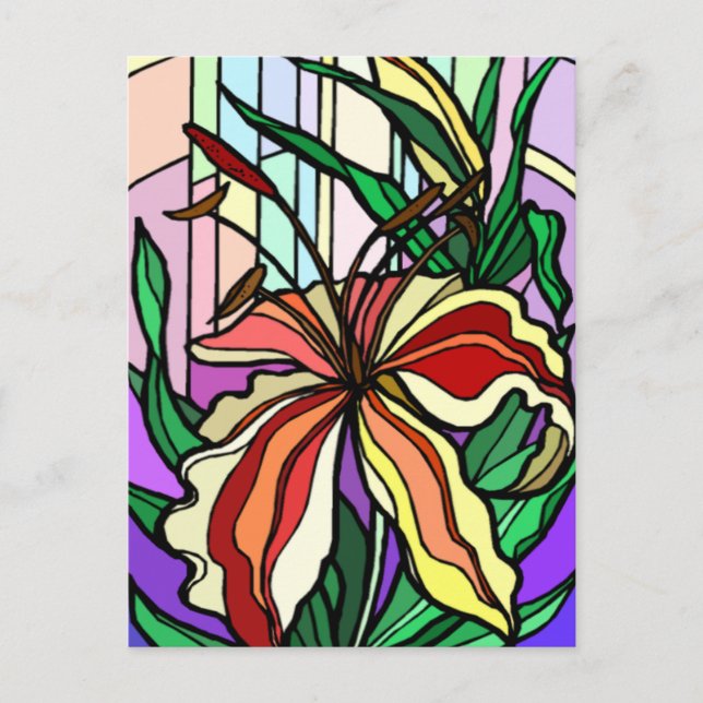 Stain Glass Lily-vykort Vykort (Framsida)