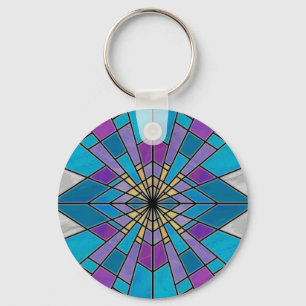 Stain Glass Ray Blue och Lila Nyckelring