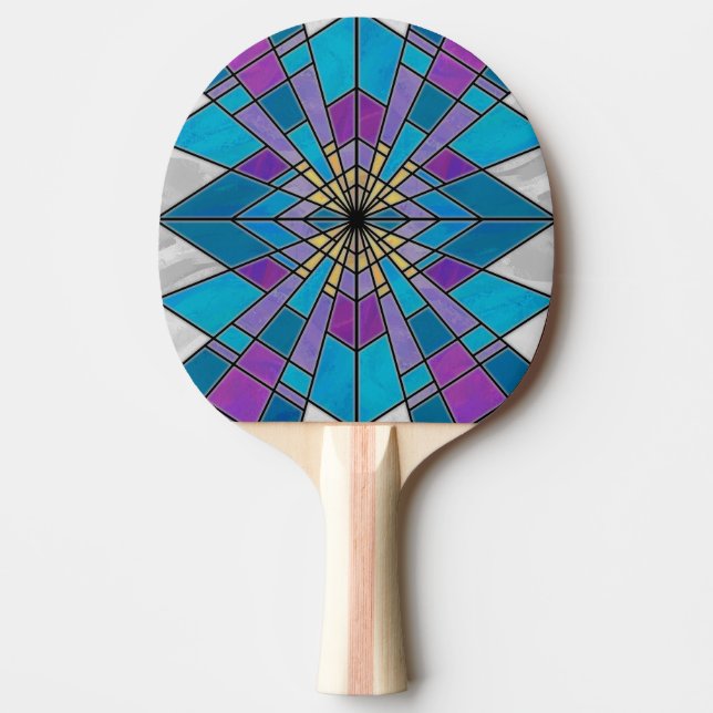Stain Glass Ray Blue och Lila Pingisracket (Framsidan)