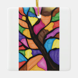 Stain glass tree art  julgransprydnad keramik