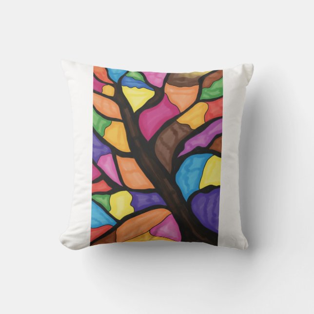 Stain glass tree art  kudde (Framsida)